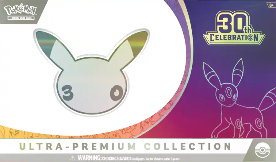 Pokémon TCG 30th Celebration Ultra-Premium Collection Night, sealed box with purple Umbreon artwork